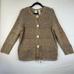 Emma James Vintage Open Knit Button Up Sweater Cardigan Size 1X Cottage Boho